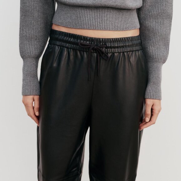 Zara Black Pleather Joggers - Picture 1 of 2